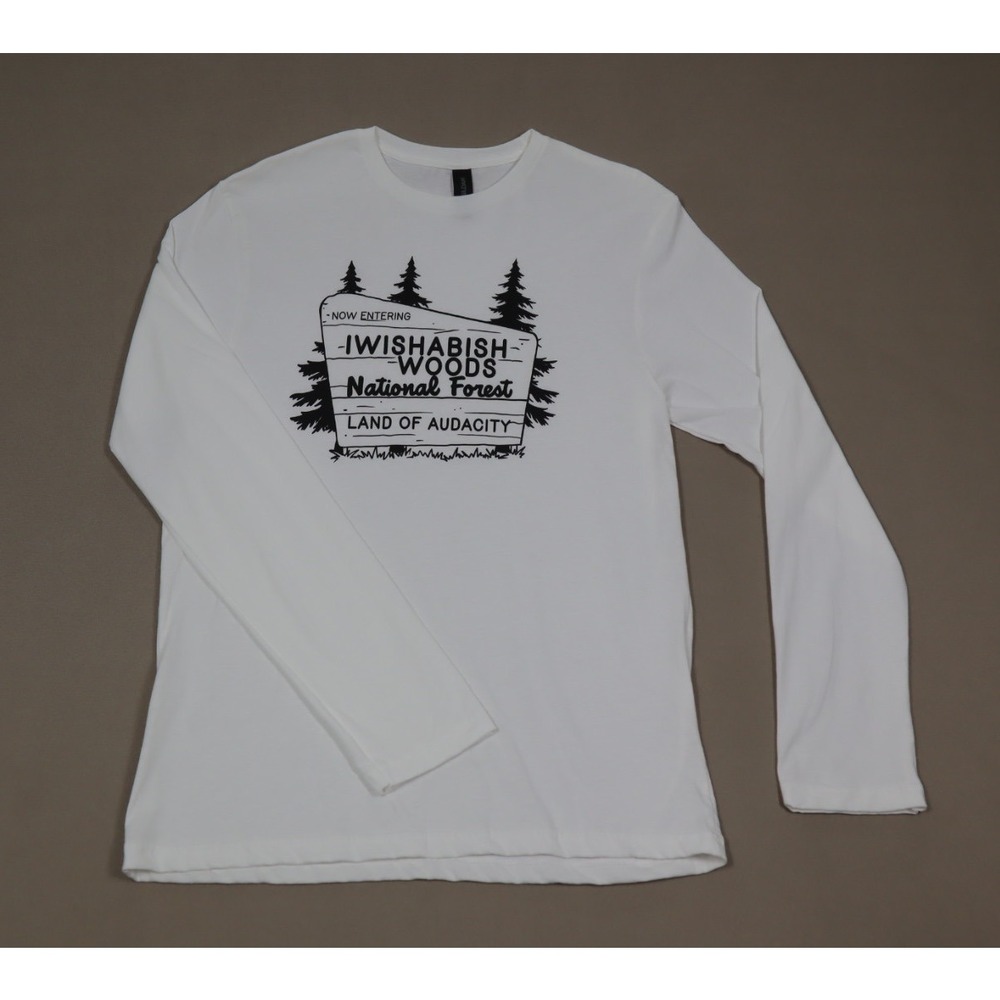 Women's Long‎ Sleeved Graphic Tee - White - Iwishabish Woods - Size M